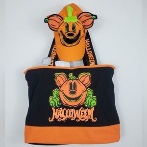Disneyland Mickey Jack-o-lantern Halloween Canvas Bag & Hat with Pumpkin Ears